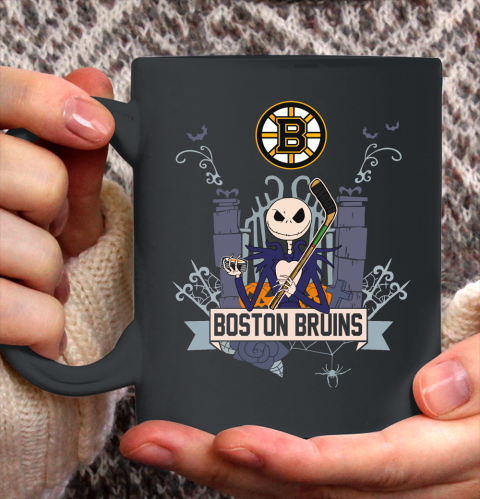 NHL Boston Bruins Hockey Jack Skellington Halloween Ceramic Mug 11oz 2