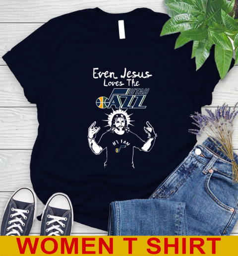 Utah Jazz NBA Basketball Even Jesus Loves The Jazz Shirt Women's T-Shirt - Image 3