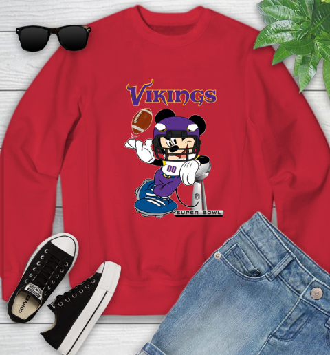NFL Minnesota Vikings Mickey Mouse Disney Super Bowl Football T Shirt Youth Sweatshirt 19