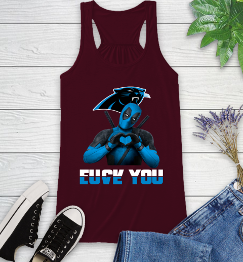NHL Carolina Panthers Deadpool Love You Fuck You Football Sports Racerback Tank 2