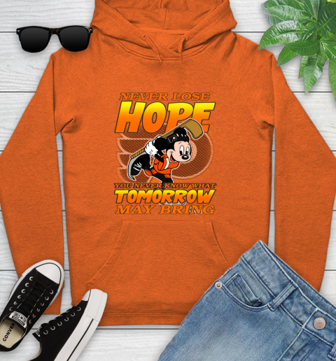 Philadelphia Flyers NHL Hockey ootball Mickey Disney Never Lose Hope Youth Hoodie 4