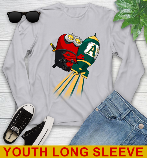 MLB Baseball Oakland Athletics Deadpool Minion Marvel Shirt Youth Long Sleeve 5