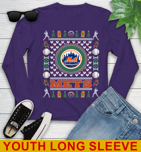 New York Mets Merry Christmas MLB Baseball Loyal Fan Youth Long Sleeve 4