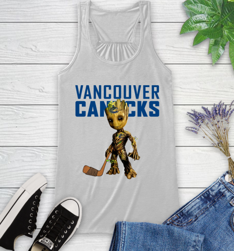 Vancouver Canucks NHL Hockey Groot Marvel Guardians Of The Galaxy Racerback Tank