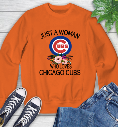 MLB Just A Woman Who Loves Chicago Cubs Baseball Sports Sweatshirt 2