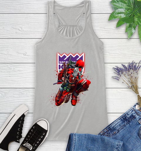 NBA Deadpool Marvel Comics Sports Basketball Sacramento Kings Racerback Tank