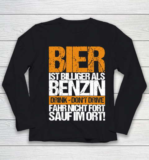Beer Lover Funny Shirt Beer Cheaper Than Gasoline Drinking Alcohol Drinking Party Saying Youth Long Sleeve