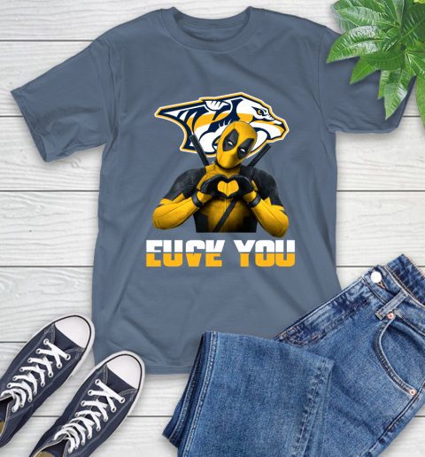NHL Nashville Predators Deadpool Love You Fuck You Hockey Sports T-Shirt 8