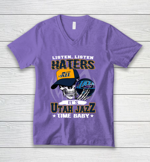 Listen Haters It is JAZZ Time Baby NBA V-Neck T-Shirt 8