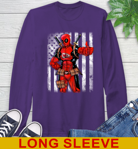 NFL Football Kansas City Chiefs Deadpool American Flag Shirt Long Sleeve T-Shirt 6 NFL Football Kansas City Chiefs Deadpool American Flag Shirt Long Sleeve T-Shirt - Image 6