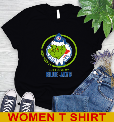 Toronto Blue Jays MLB Christmas Grinch I Hate People But I Love My Favorite Baseball Team Women's T-Shirt 2