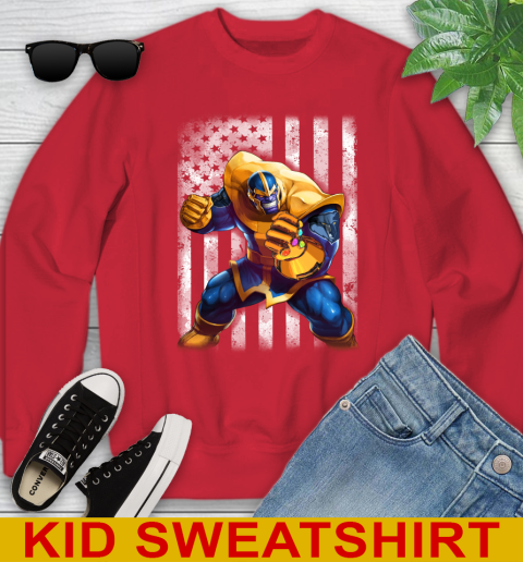 NBA Basketball Memphis Grizzlies Thanos Marvel American Flag Shirt Youth Sweatshirt 7