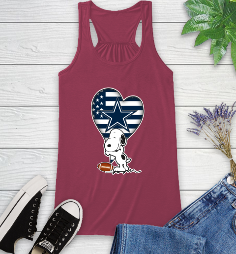 Dallas Cowboys NFL Football The Peanuts Movie Adorable Snoopy Racerback Tank 8