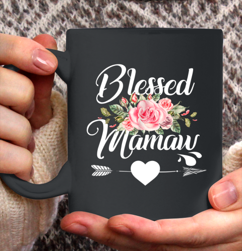 Blessed Mamaw Thanksgiving Christmas Floral Gift For Grandma Ceramic Mug 11oz 2