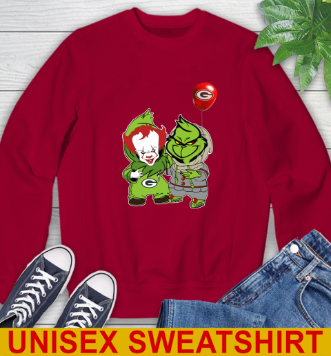 Green Bay Packers Baby Pennywise Grinch Christmas NFL Football Sweatshirt 7