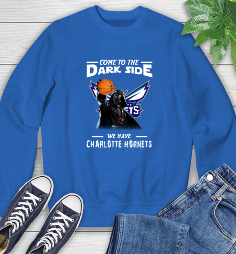 NBA Come To The Dark Side We Have Charlotte Hornets Star Wars Darth Vader Basketball Sweatshirt 9