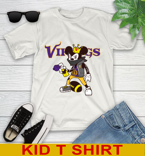 Minnesota Vikings NFL Football Mickey Peace Sign Sports Youth T-Shirt