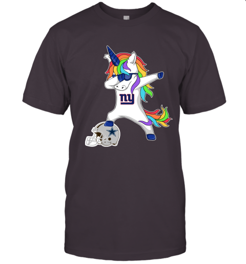 Football Dabbing Unicorn Steps On Helmet New York Giants Unisex Jersey Tee