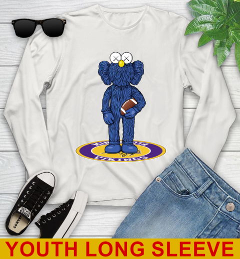 NFL Football Minnesota Vikings Kaws Bff Blue Figure Shirt Youth Long Sleeve - Image 13