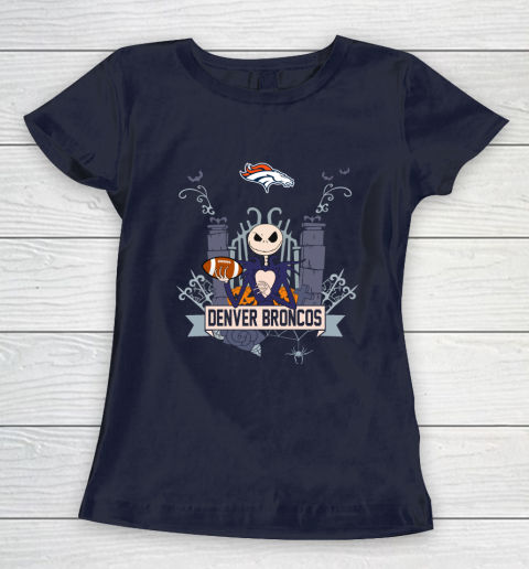 NFL Denver Broncos Football Jack Skellington Halloween Women's T-Shirt 2
