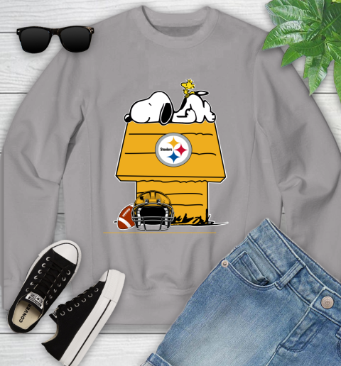 Pittsburgh Steelers NFL Football Snoopy Woodstock The Peanuts Movie Youth Sweatshirt 4