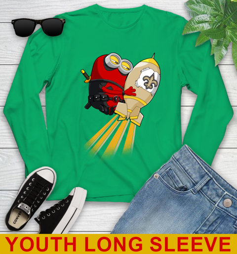 NFL Football New Orleans Saints Deadpool Minion Marvel Shirt Youth Long Sleeve 7