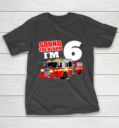 Kids Fire Truck 6th Birthday T Shirt Boy Firefighter 6 Years Old T-Shirt