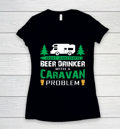 Happy Camping Just Another Beer Drinker Funny Women's V-Neck T-Shirt