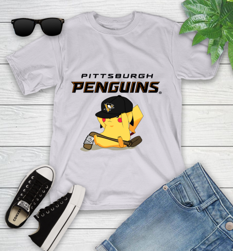 NHL Pikachu Hockey Sports Pittsburgh Penguins Youth T-Shirt 4