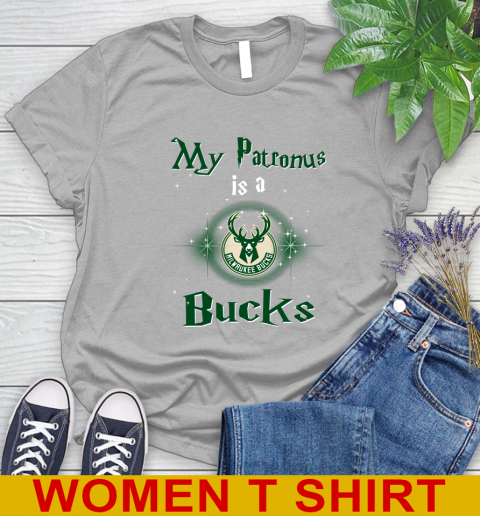 NBA Basketball Harry Potter My Patronus Is A Milwaukee Bucks Women's T-Shirt 6 NBA Basketball Harry Potter My Patronus Is A Milwaukee Bucks Women's T-Shirt - Image 6