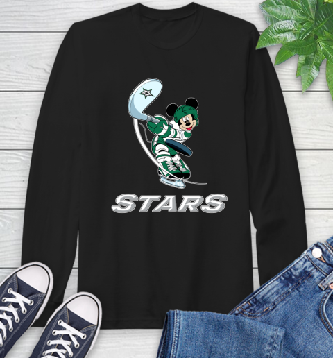 NHL Hockey Dallas Stars Cheerful Mickey Mouse Shirt Long Sleeve T-Shirt
