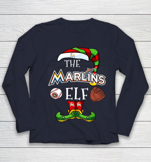 Miami Marlins Christmas ELF Funny MLB Youth Long Sleeve 2