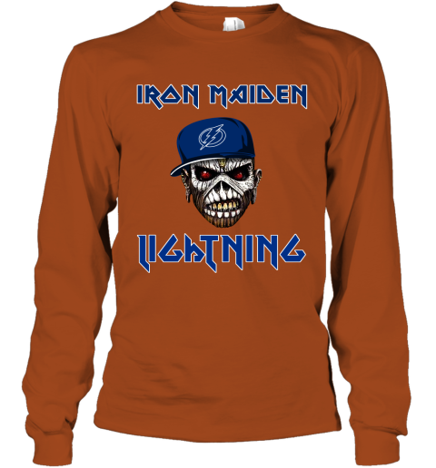 NHL Tampa Bay Lightning Iron Maiden Rock Band Music Hockey Sports 7AvmqkjDICp long sleeve tee 14 95 151514 front texas orange