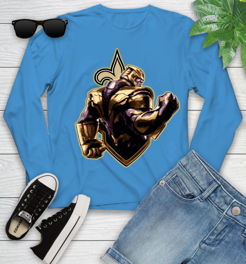 NFL Thanos Avengers Endgame Football Sports New Orleans Saints Youth Long Sleeve 7