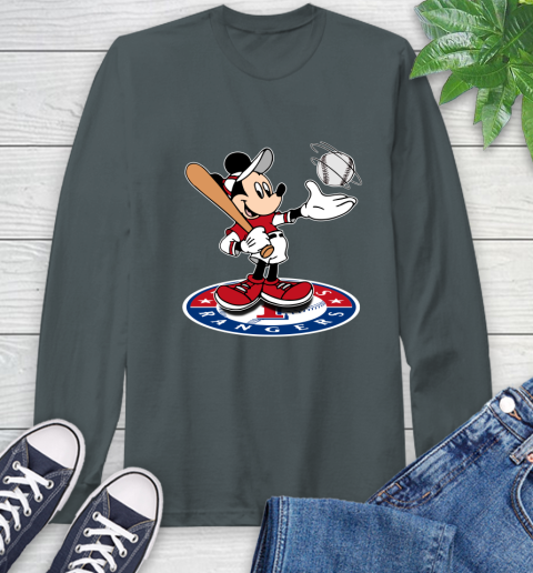 MLB Baseball Texas Rangers Cheerful Mickey Disney Shirt Long Sleeve T-Shirt 7