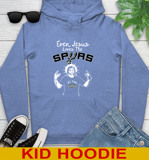 San Antonio Spurs NBA Basketball Even Jesus Loves The Spurs Shirt Youth Hoodie - Image 13