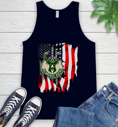Milwaukee Bucks NBA Basketball American Flag Tank Top 2