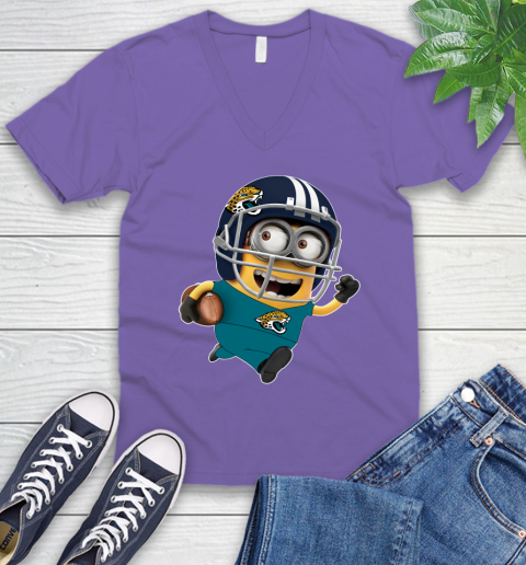 NFL Jacksonville Jaguars Minions Disney Football Sports V-Neck T-Shirt 10