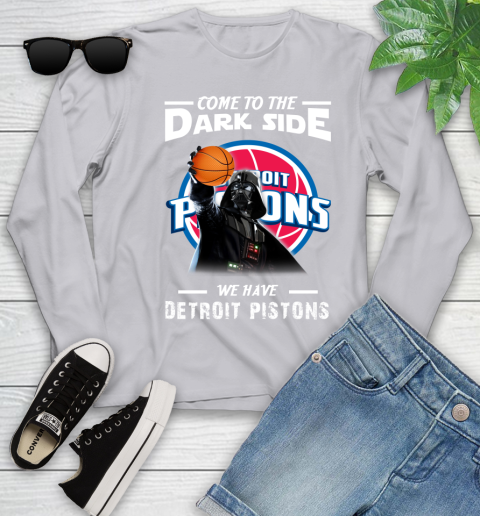 NBA Come To The Dark Side We Have Detroit Pistons Star Wars Darth Vader Basketball Youth Long Sleeve 5