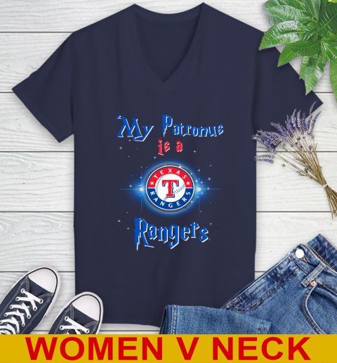 MLB Baseball Harry Potter My Patronus Is A Texas Rangers Women's V-Neck T-Shirt 12