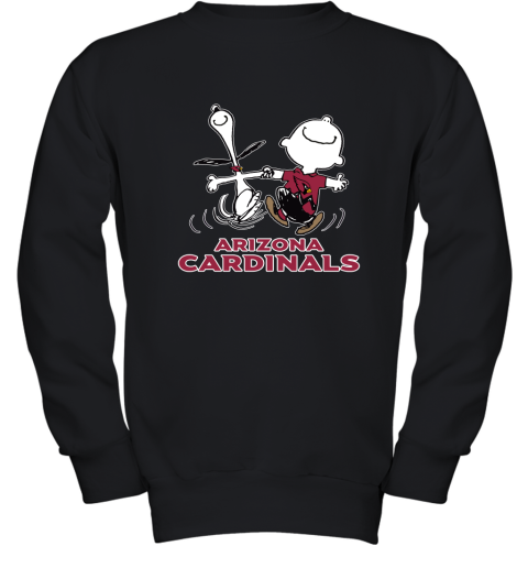 Snoopy And Charlie Brown Happy Arizona Cardinals Fans Youth Sweatshirt