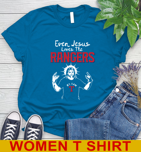 Texas Rangers MLB Baseball Even Jesus Loves The Rangers Shirt Women's T-Shirt 8