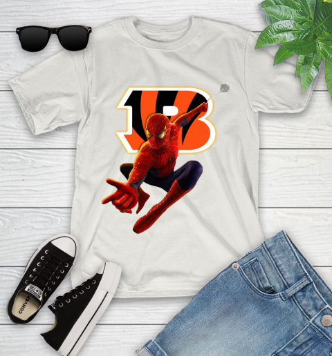 NFL Spider Man Avengers Endgame Football Cincinnati Bengals Youth T-Shirt 12