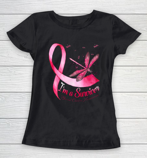 I m A Survivor Dragonfly Breast Cancer Awareness Women's T-Shirt