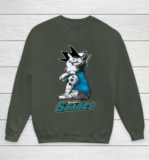 NHL My Cat Loves San Jose Sharks Hockey Youth Sweatshirt 8