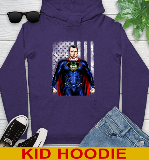 NBA Basketball Milwaukee Bucks Superman DC Shirt Youth Hoodie - Image 6