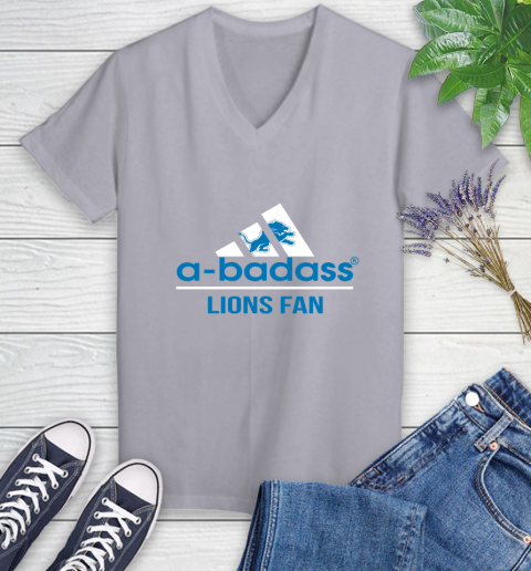 Detroit Lions NFL Football A Badass Adidas Adoring Fan Sports Women's V-Neck T-Shirt 4