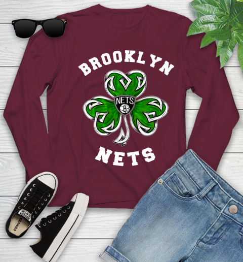 NBA Brooklyn Nets Three Leaf Clover St Patrick's Day Basketball Sports Youth Long Sleeve 6
