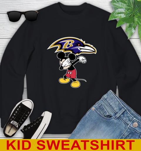 Baltimore Ravens NFL Football Dabbing Mickey Disney Sports Youth Sweatshirt 2