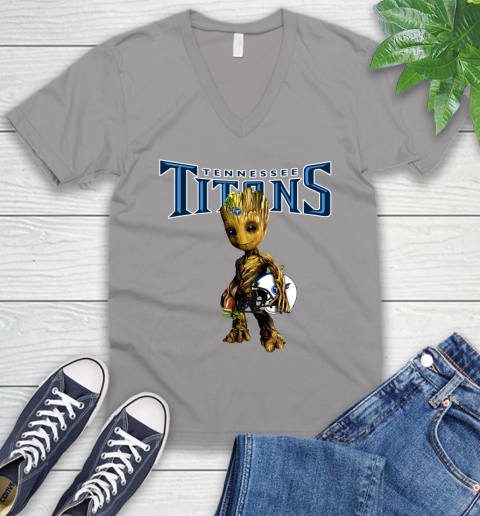 Tennessee Titans NFL Football Groot Marvel Guardians Of The Galaxy V-Neck T-Shirt 4